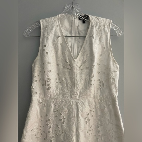 Theory Women’s Jemion E Embroidered Eyelet Dress Size 6 White Linen Fit & Flare - Picture 10 of 16